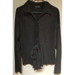 Peter O. Mahler Womens Size 10 Black 100% Wool Snap Front Cardigan Sweater